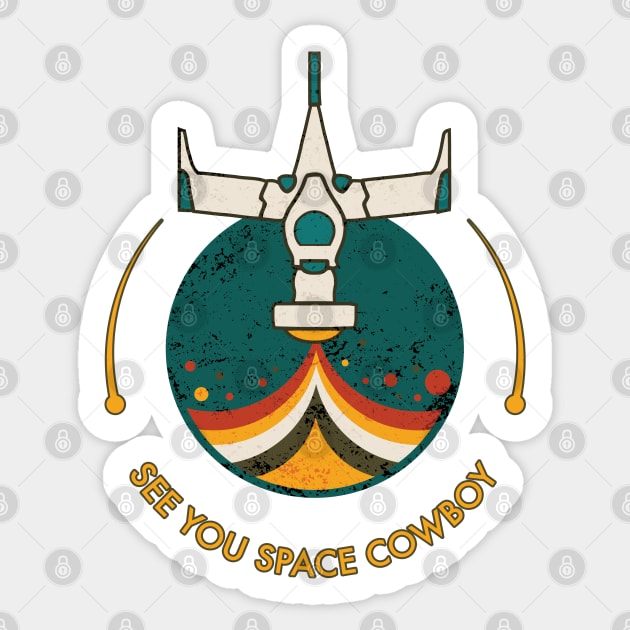 Retro Vintage Space Cowboy Sticker by origato